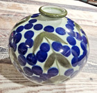Vintage Japanese Glazed Ceramic Vase with Blueberry & Leaf Design — photo 1