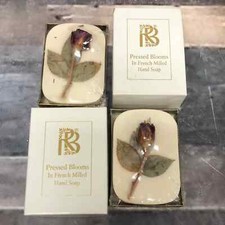 Vtg 1994 RoseBrier pressed blooms in French milled hand soap lot of 2 RARE