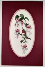 Hummingbird  Flowers NeedlepointbCross Stitch Matted Facing Left Unframed