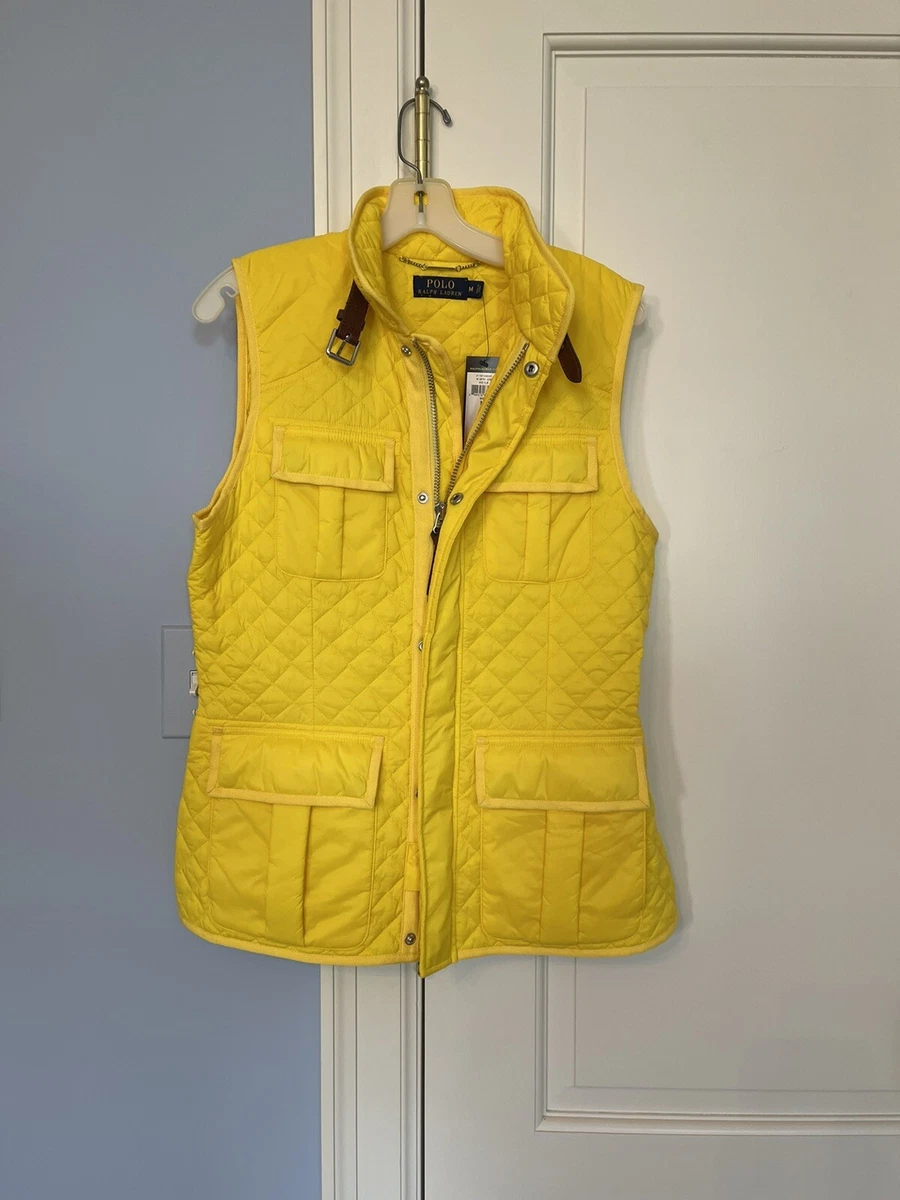 polo ralph lauren womens yellow vest size M Nylon leather buckle