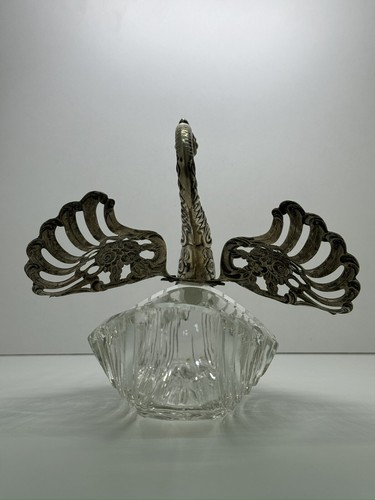 Art Deco Crystal & Silver Swan Set – Candy, Nuts, or Salt Cellars - Picture 19 of 24