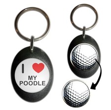 My Poodle I Love Golf Ball Marker Key Ring (43mm x 33mm)
