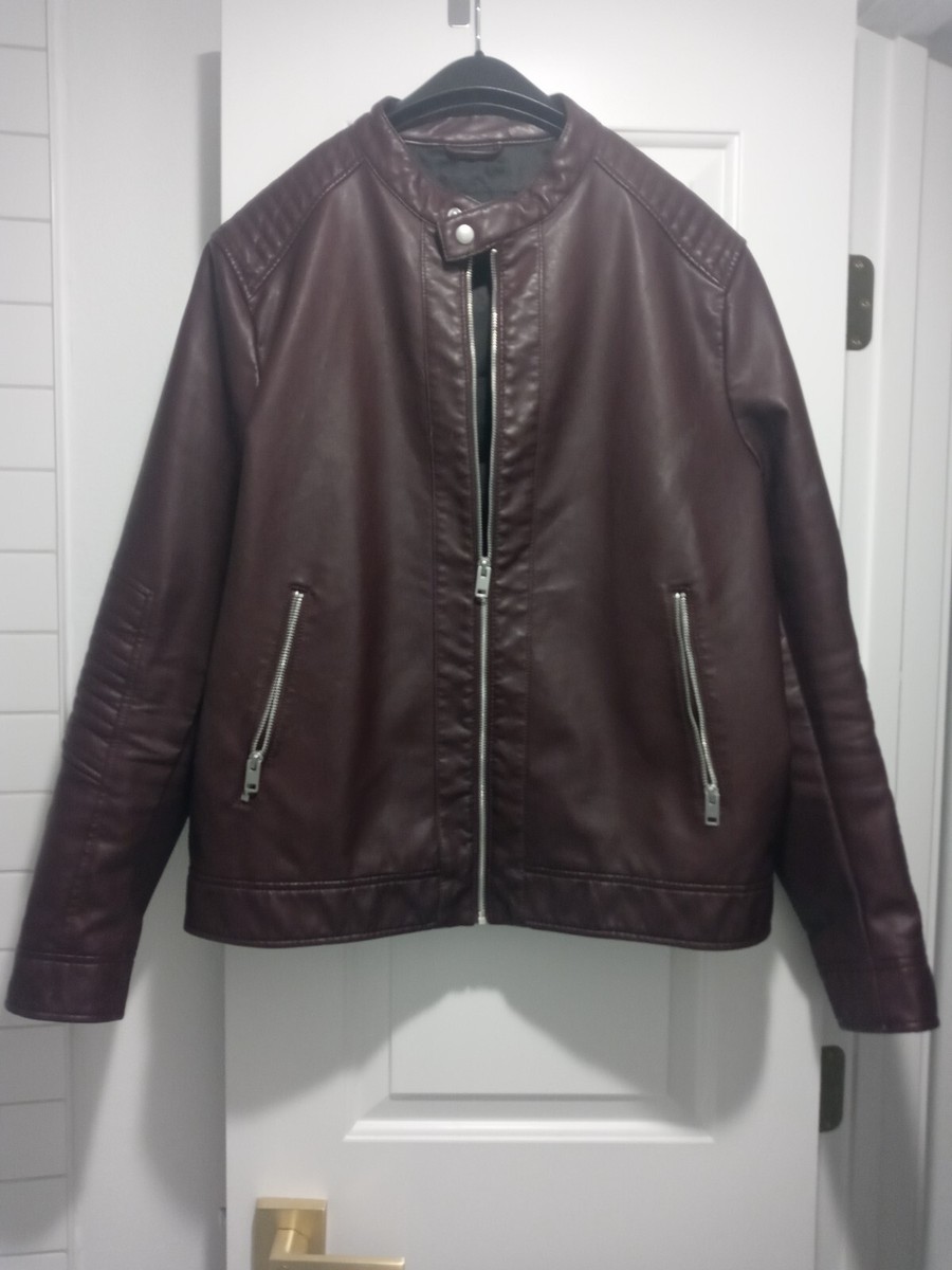 ★関税込★Margarin Fingers★STAR FAUX LEATHER JACKET★ FLYERRER Four-Pointed Star Rivet Faux Feather Biker Jacket Red