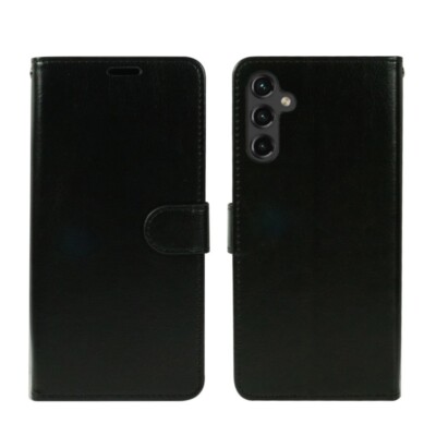 for Samsung Galaxy A15 (5G) Wallet Case Black PU Leather Flip Folio Slim Fit