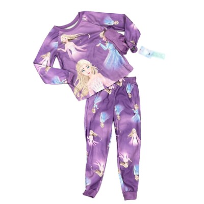 Disney Frozen Pajama Set Youth Girls M Medium Purple Elsa Sleepwear Pant Top