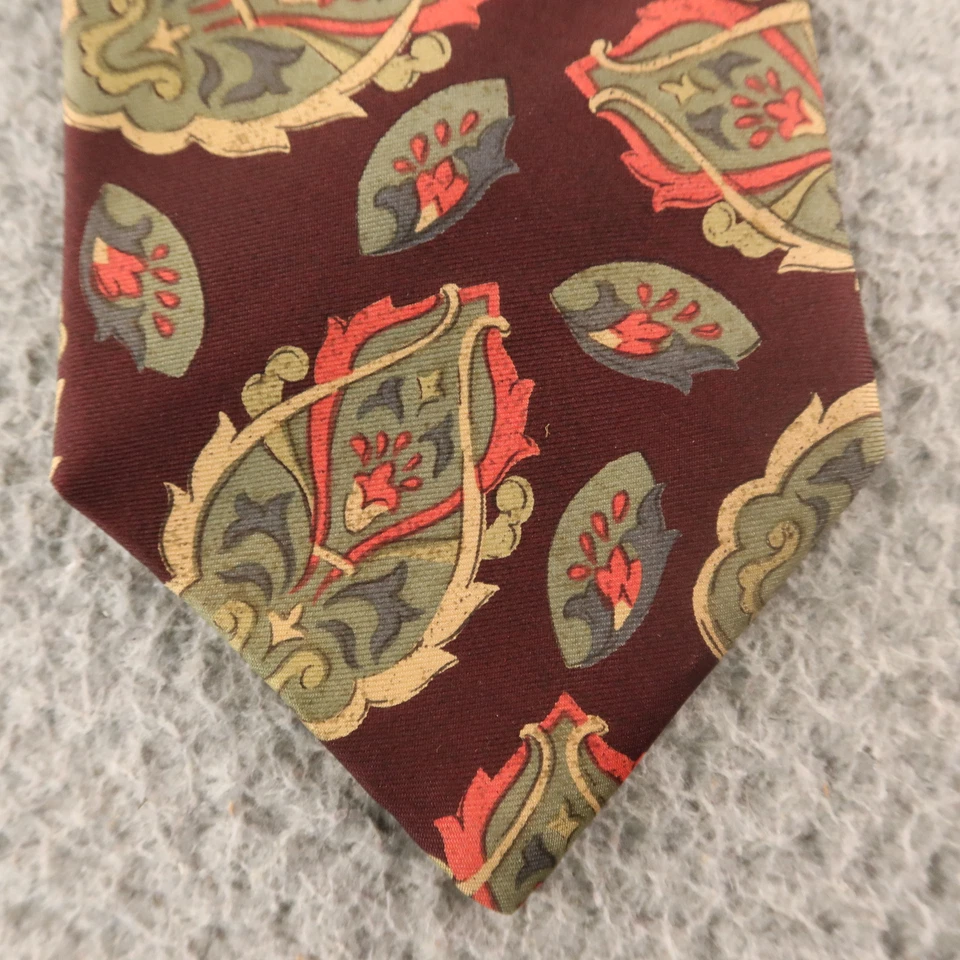 Corbata Stafford verde borgoña cachemira 100 % seda hecha en EE. UU. 3,75" Foto 2 de 4