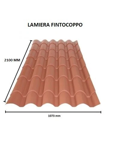 - FATTO A MANO - 40 Pz LAMIERA ONDULATA FINTO COPPO COPERTURA TETTO LUNGA 2,10 Mt Sp 0,5