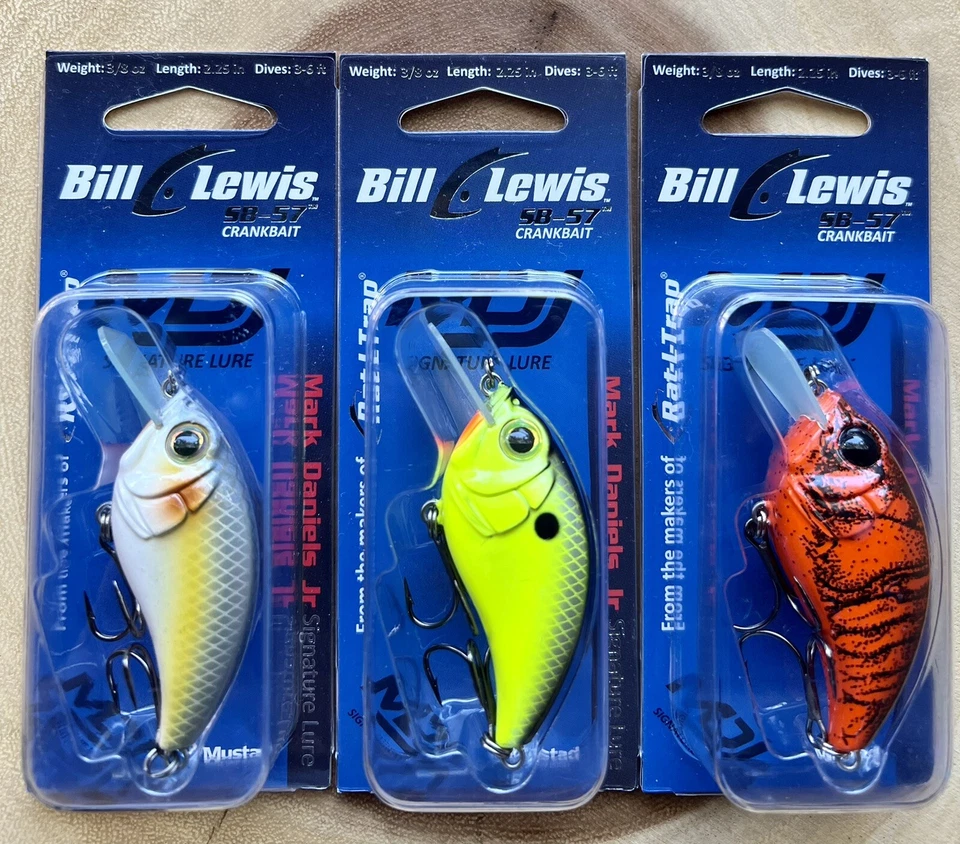 Bill Lewis (Lot of 3) SB-57 Square-bill Crankbaits, Bass, Free Shipping! NWT! - Image 2 of 4