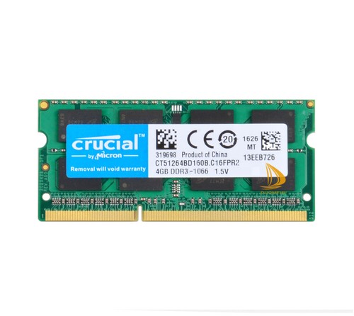 Crucial 2x 4GB 2RX8 PC3-8500S DDR3 1066 Mhz Kits SODIMM Laptop Speicher RAM #8G - Afbeelding 2 van 6