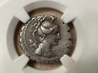 Roman Republic A.Post. Albinus Ar Denarius Serratus Ngc Vf 81Bc