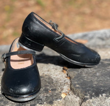Bloch Tap Dance Shoes Size 11.5 Mary Jane Style Leather Heels Black