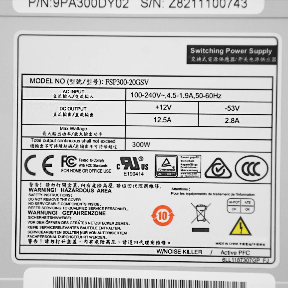 For FSP FSP300-20GSV 300W VCR Power Supply Substitute Delta DPS-300AB-81 A - Image 4 of 4