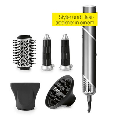 STYLE&SHINE Flex Haar Styler Föhn Lockenstab 2 in 1 Haarstyling Fön 5 Aufsätze