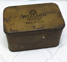 Vintage Willson Goggles Made In USA Metal Tin Only Advertising Patina