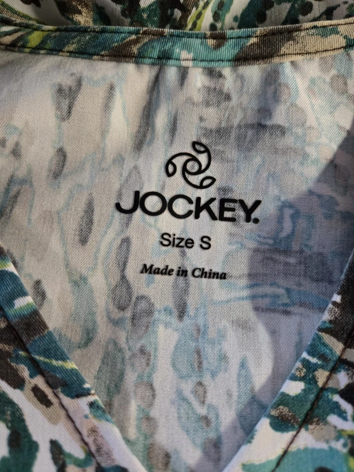 JOCKEY Scrub Top Size S-Green/Aqua Camo V-Neck-Chest 20"/L 27" - Image 3 of 4