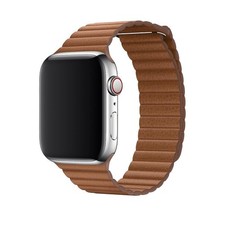 Genuine Apple 42mm/44mm/45mm Leather Loop Watch Band Strap Medium Saddle Brown