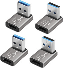 90 Degree USB to USB C Adapter 4 Pack, up and down Right Angle USB C Female to a