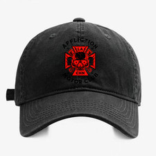 Biker Skull Piston Cross Dad Hat, Unisex Motor Club Vintage Washed Cap