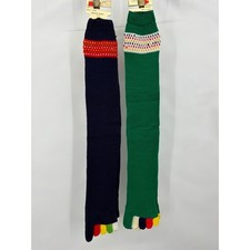 Vintage 70s Toe Socks Set 2 Pairs Navy Green Acrylic Knee High Deadstock New