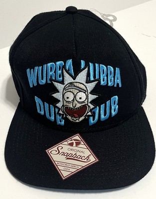 Rick and Morty Wubba Lubba Dub Dub Snapback Hat Bioworld Adult Swim Black Blue