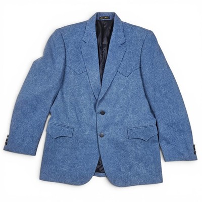 CIRCLE S Denim Western Blazer Sport Coat Men's 42R Blue Cowboy Ranchwear Indie