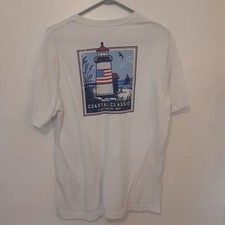 Izod Saltwater Shirt Mens Size M White Coastal Classic Lighting The Way Flag