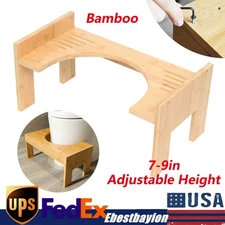 Bamboo Adjustable Toilet Stool, 7-9 Inches Bamboo Potty Stool, Poop Stool