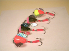 4 Worden Spin N Glo Rainbow Chart Orange 1 1/2" inline spinner crankbait lure
