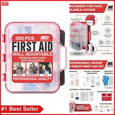First Aid Kit 350 Piece Wall Mount Hard Case Dual Layer for Workplace Office