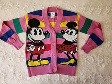 Disney Girls 100 Mickey  Minnie Mouse Retro Re-Imagined Striped Cardigan XS