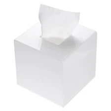 Tissue Box Cover with Base Square Tissue Box Holder for Home Office White
