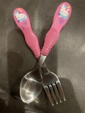 Hello Kitty Spoon Fork Set Toddler Flatware Silverware Pink Cat Girls