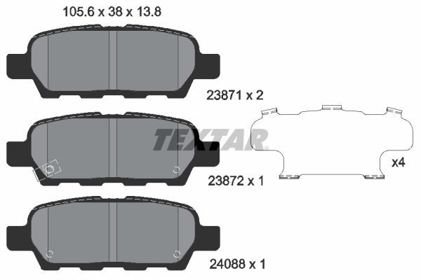 Textar Bremsbelagsatz, Scheibenbremse 2387101 FüR Infiniti Nissan Renault-image