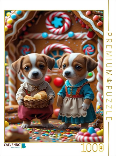 Calvendo Puzzle Hansel And Gretel Puppies | 1000 Pieces, Finished Size 25.2 × 18-image