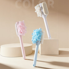 Soft Bristle 3 in 1 Bath Brush Long Handle 34.5 cm for Comfortable Bath Routine