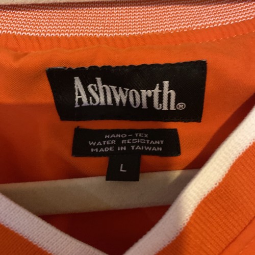 Ashworth Golf Pullover Jacket Men's LG Water Resistant Windbreaker Orange VTG - Picture 2 of 13