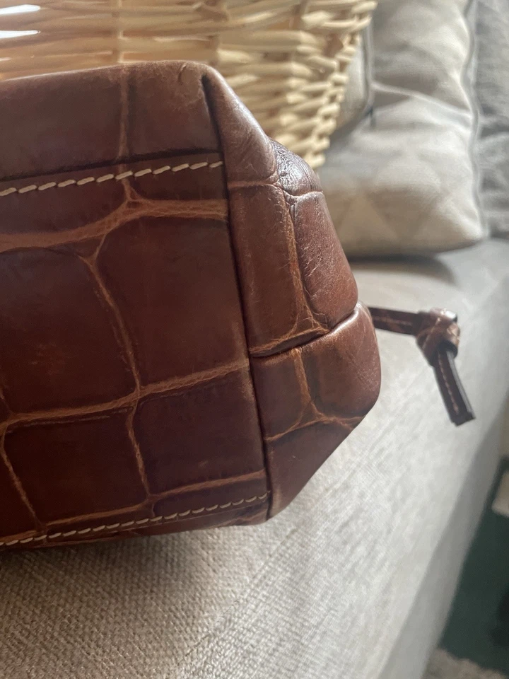 Bolso de Mano Dooney & Bourke Chiara Croc Marrón Repujado Y2K Años 2000 Descatalogado Foto 3 de 4