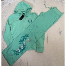 BCBG Woman's Tracksuit Set M Mint Julip Hoodie Sweatpants NWT Y2K Style
