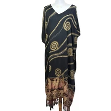 Simply Heritage black/gold caftan, global heritage, bohemian, resort, artisan