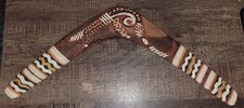 Australian Hand Painted Wood Boomerang Created by Australian Aborigines 14"