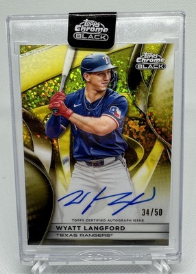 2025 Topps Chrome Black Wyatt Langford Gold Mini Diamond On Card Auto /50 