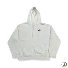 Nike Sportswear Hoodie Men Medium White Swoosh Pullover Fleece Hooded Sweatshirt