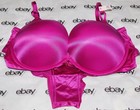 NEW Victoria's Secret Bombshell Plunge Bra Berry Satin 38C & Cheeky Set Large VS — photo 1