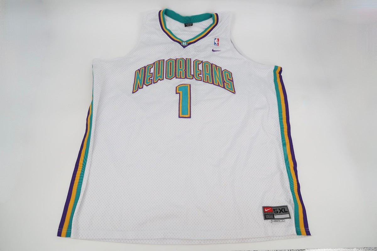 Vintage New Orleans Hornets Jersey Mens 5XL Baron Davis #1 Nike