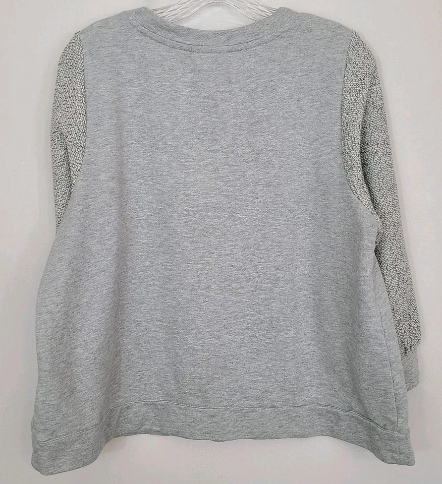 Sudadera J Jill Gris Terry Francés Algodón Grande Contraste Brazos Atletismo Cómoda Foto 2 de 4