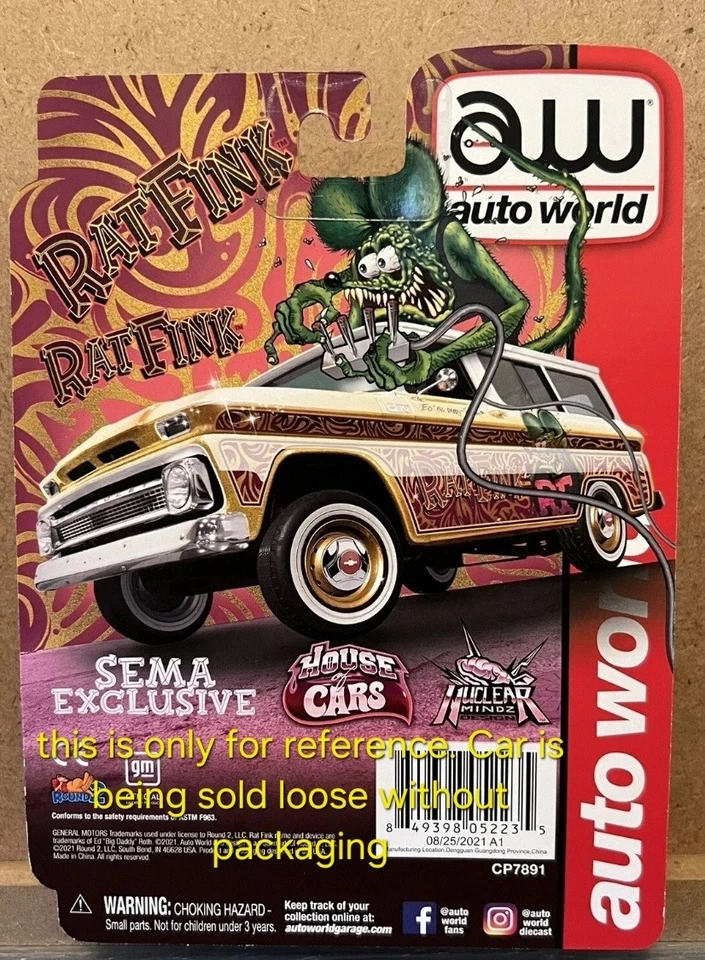 Auto World Ultra Red Chase Rat Fink Chevrolet Suburban 2021 exclusivo de SEMA suelto Foto 4 de 4