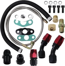 For T3 T4 T70 T66 GT35 Turbo Charger Oil Drain Return Line Oil Feed Complete Kit