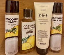 4 Pc NEW Bath  Body Works Coconut Pineapple Fragrance 2 Mists Body Cream  Wash