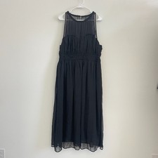 Gap Dress Women XL Black Midi Sleveless Romantic Party Chiffon Classic Greecian