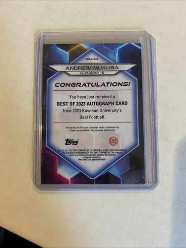 2023 Bowman U Best Andrew Mukuba Best Of 2023 Oro Geometrico Auto # 1/50 Clemson - Foto 2 di 2